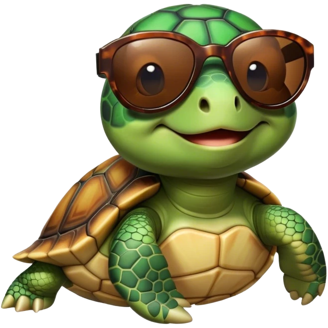 Turtle with sunglasses on emoji