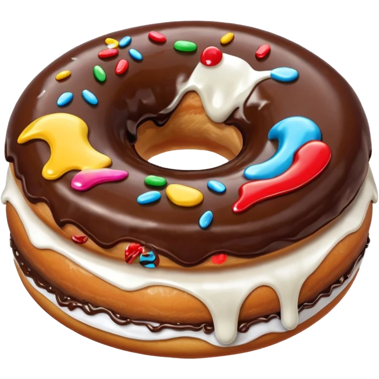 Chocolate donut with white paint dripping  emoji