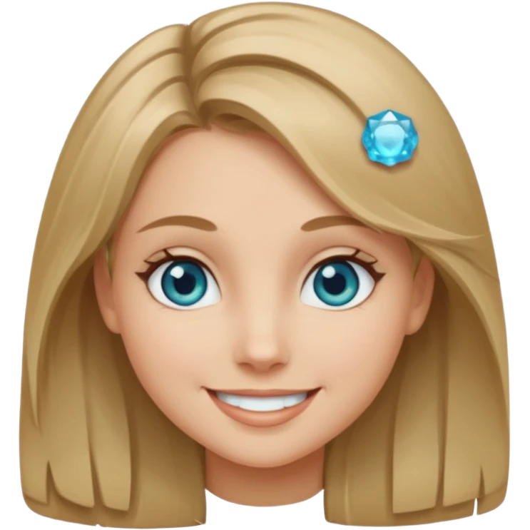 girl with dark blonde hair with aquamarine eyes emoji