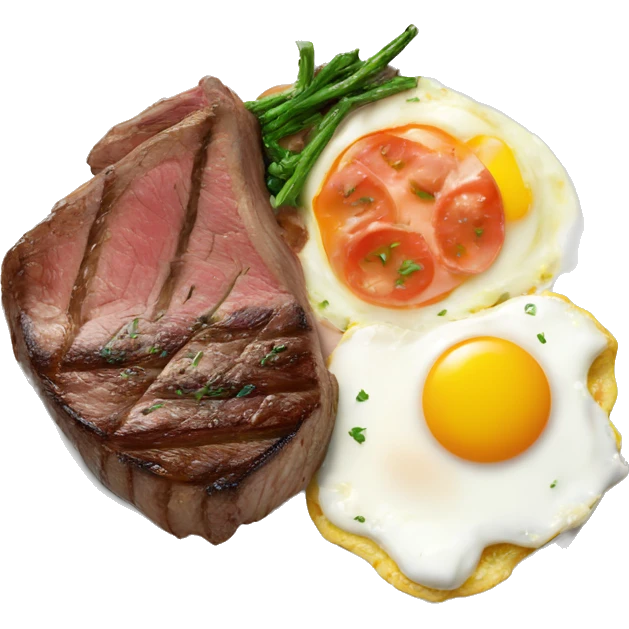 steak and egg breakfast on a plate emoji