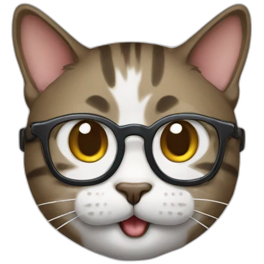 Nerd cat emoji with two big teeth emoji