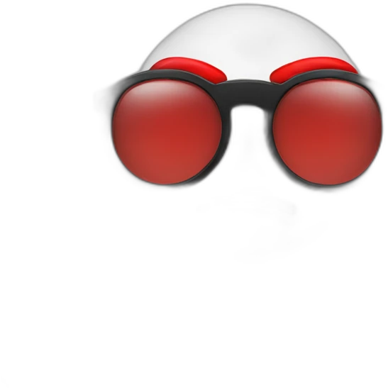 ball with a red cap with a black brim no mouth round glasses emoji