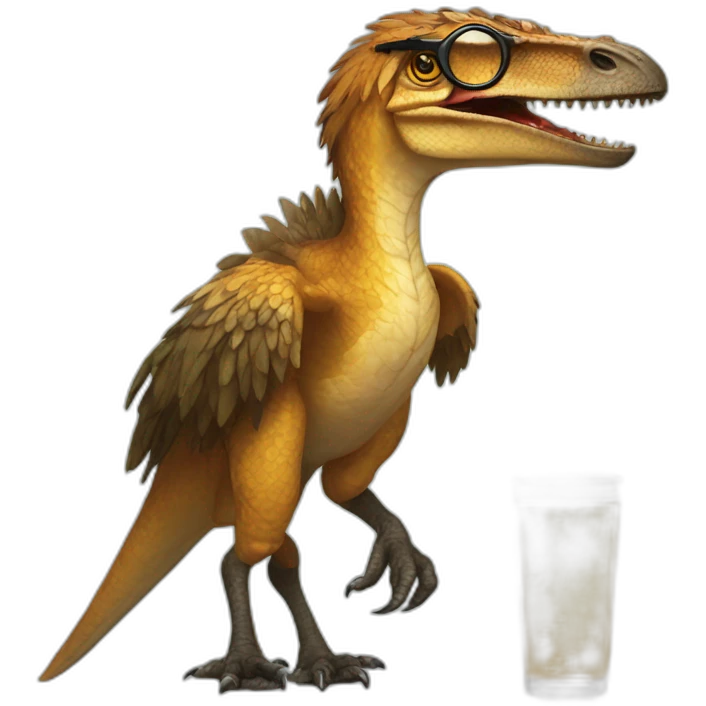Deinonychus with glasses of sun emoji