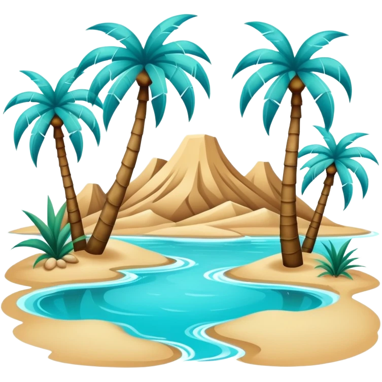 desert oasis with palm trees and water emoji