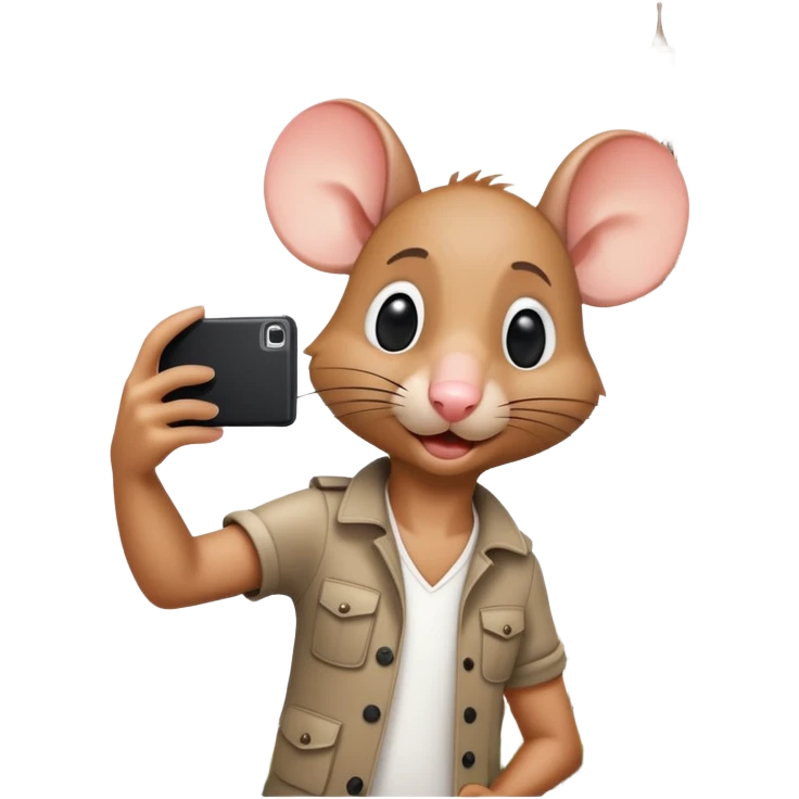 Rat tourist taking selfie in front of Eiffel Tower emoji