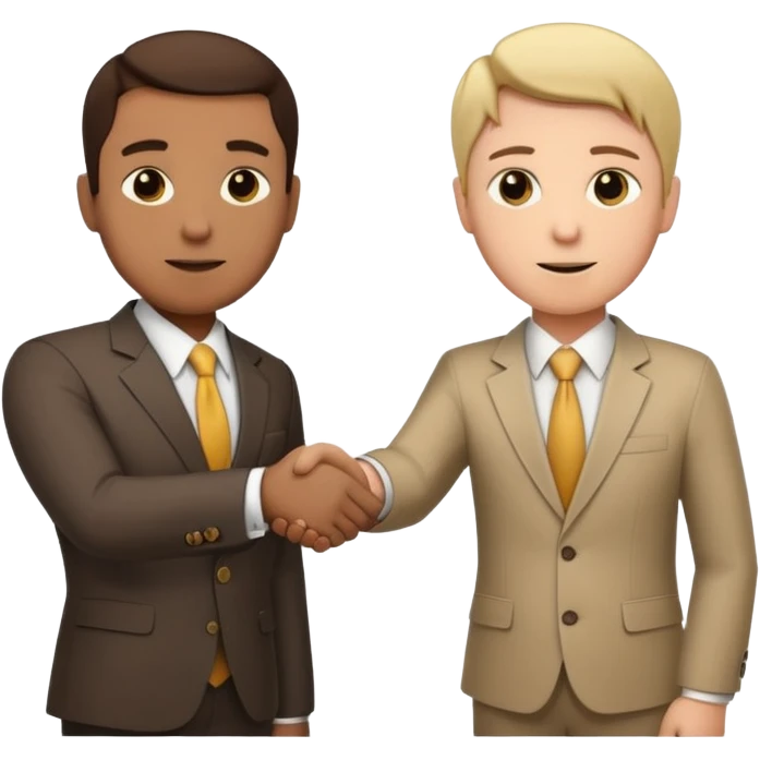 2 business people ahnd shaking close to the camera with moeny coming out of the handshake emoji