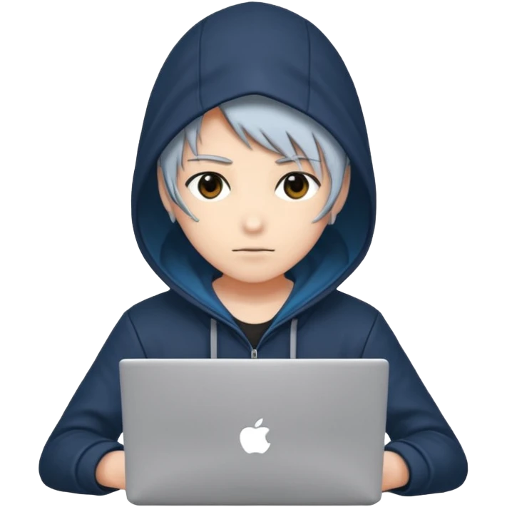 anime hacker with laptop and code emoji