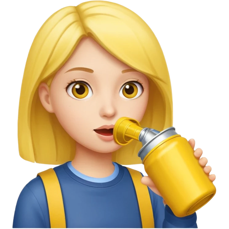 female student drinking from a yellow can emoji