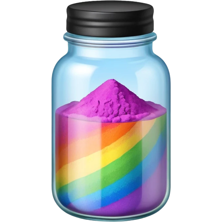 A jar with rainbow powder in it emoji