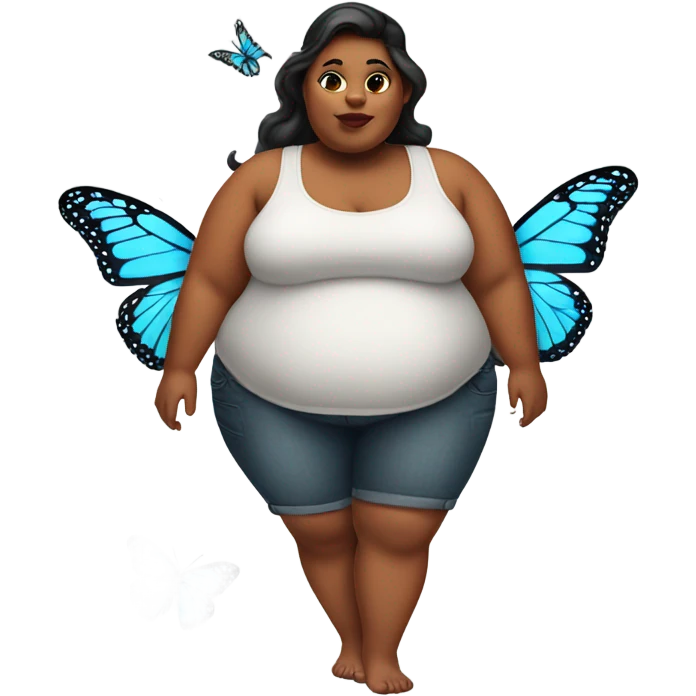FAT girl with butterfly tattoo emoji