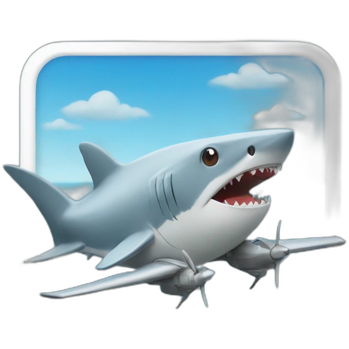Shark driving a plane emoji
