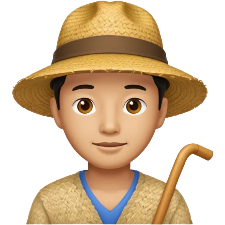 Asian man wearing a straw hat emoji