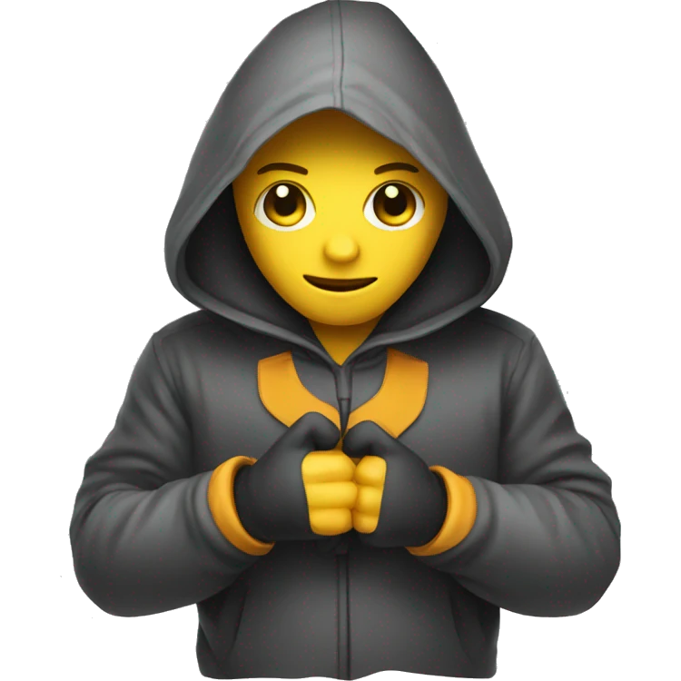 mysterious hooded boy in gloves emoji