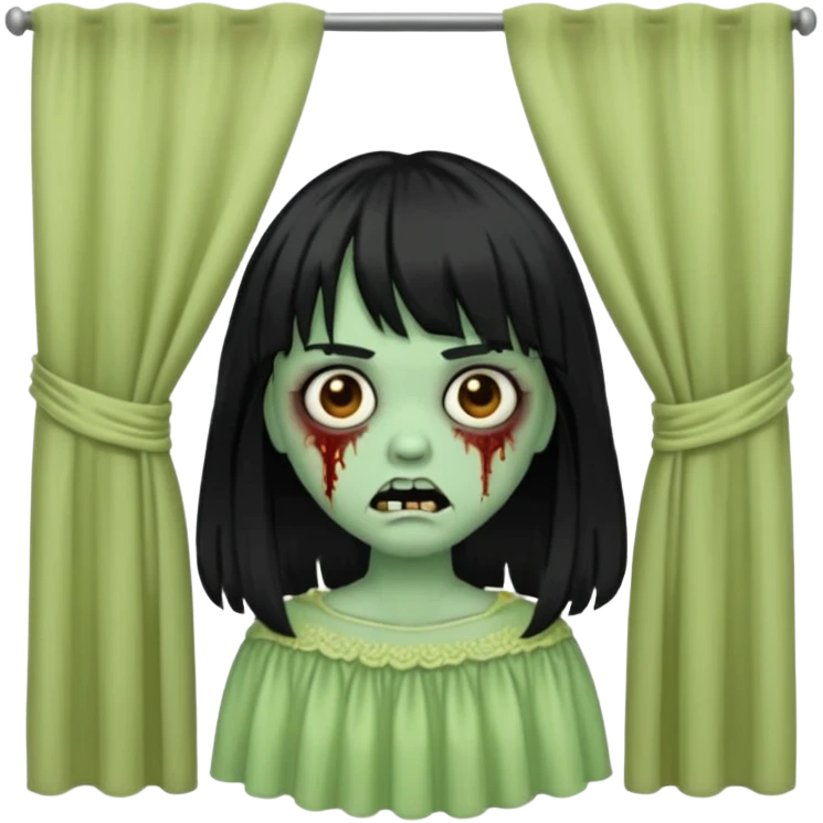 Faça uma zombie de cabelo longo preto com curtain bangs emoji