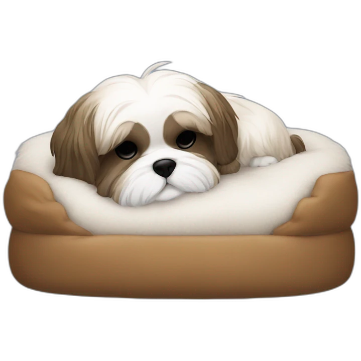 Shih tzu sleeping on a dog bed  emoji