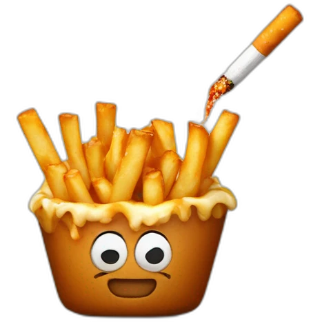poutine fume une cigarette emoji