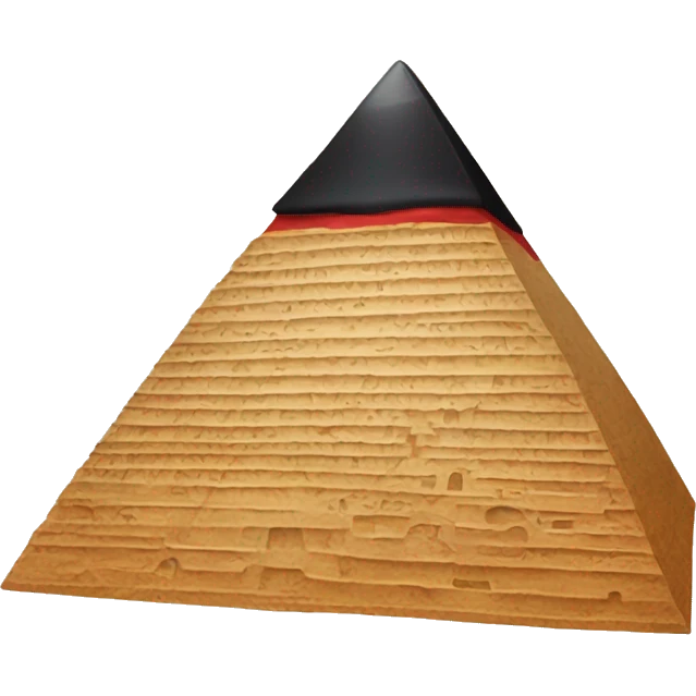 A red pyramid with a black long hat smiling with one glass on its left eye emoji