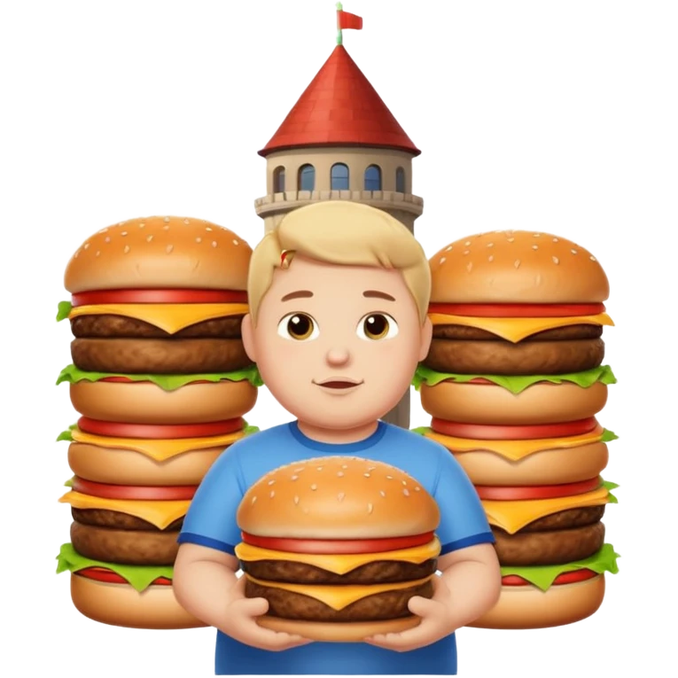 Fat Boy with burger tower emoji