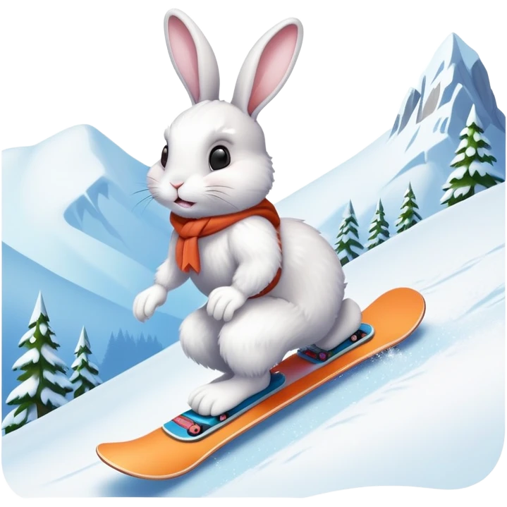 Bunny on a snowboard  emoji