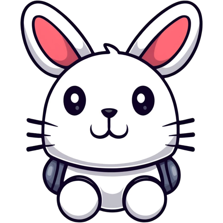 happy futuristic rabbit robot face, only the face emoji
