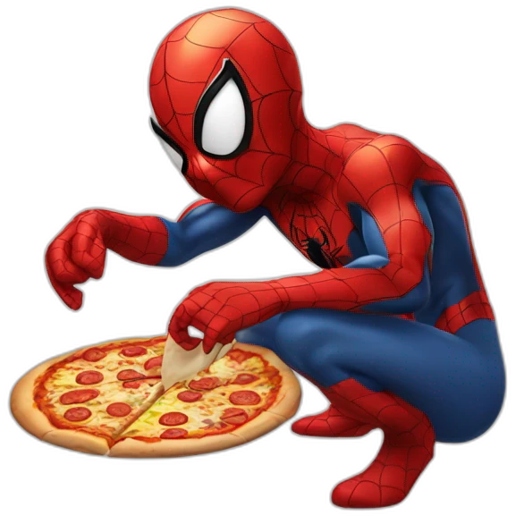 Spiderman qui mange une pizza emoji