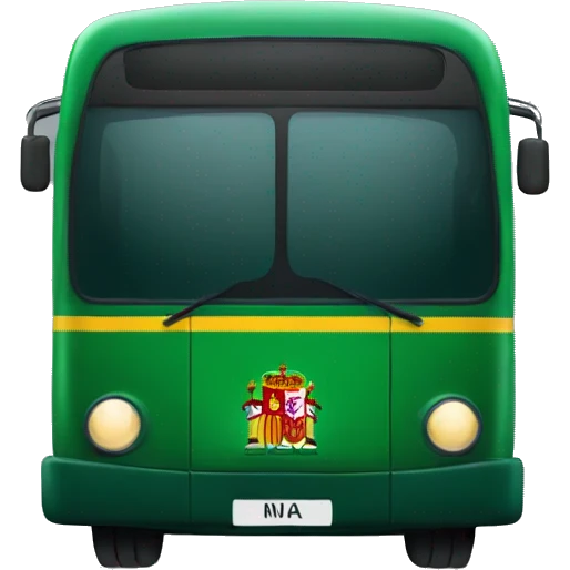 Dark green bus with a Spanish flag emoji
