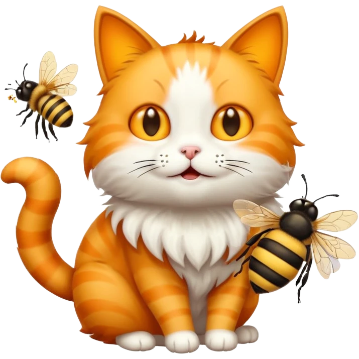 Cat with a bee emoji