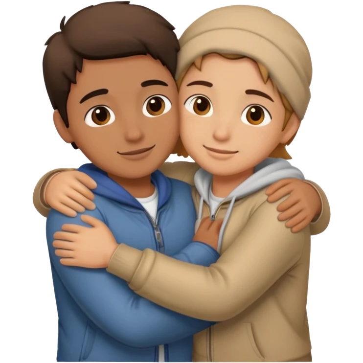 two friends hugging each other warmly emoji