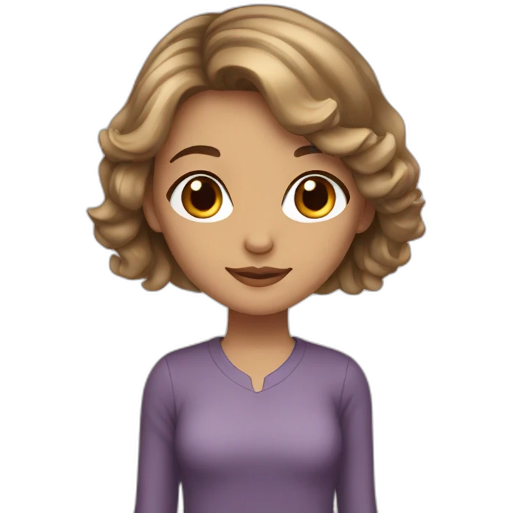 girl dark blonde medium hair brown eyes emoji