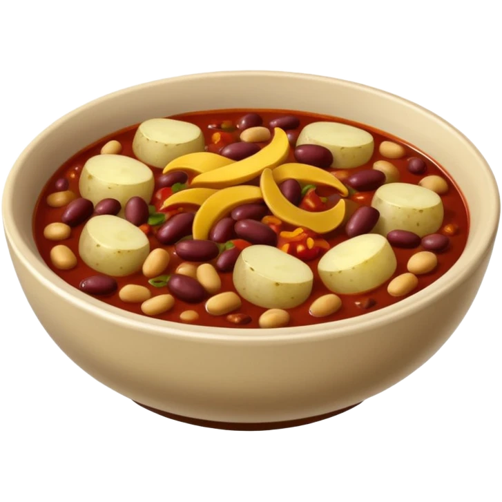  chili, beans and potatoes.  emoji