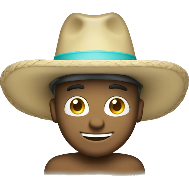 emoji sonriente con sombrero celeste y blanco emoji