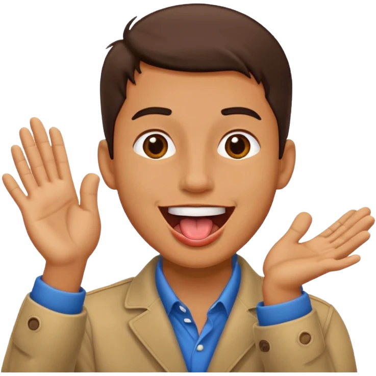 Generate me a dude clapping a peach with his tongue out happily  emoji