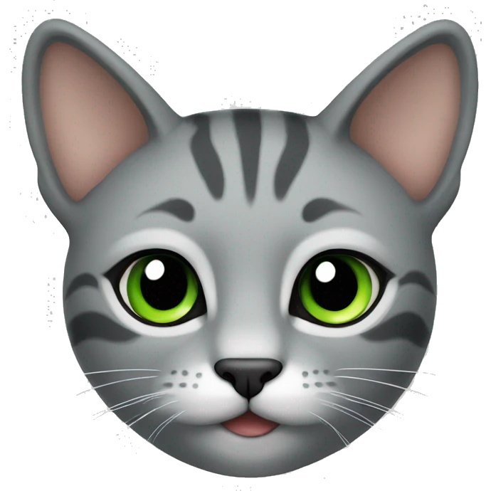 Cat gris con ojos green emoji