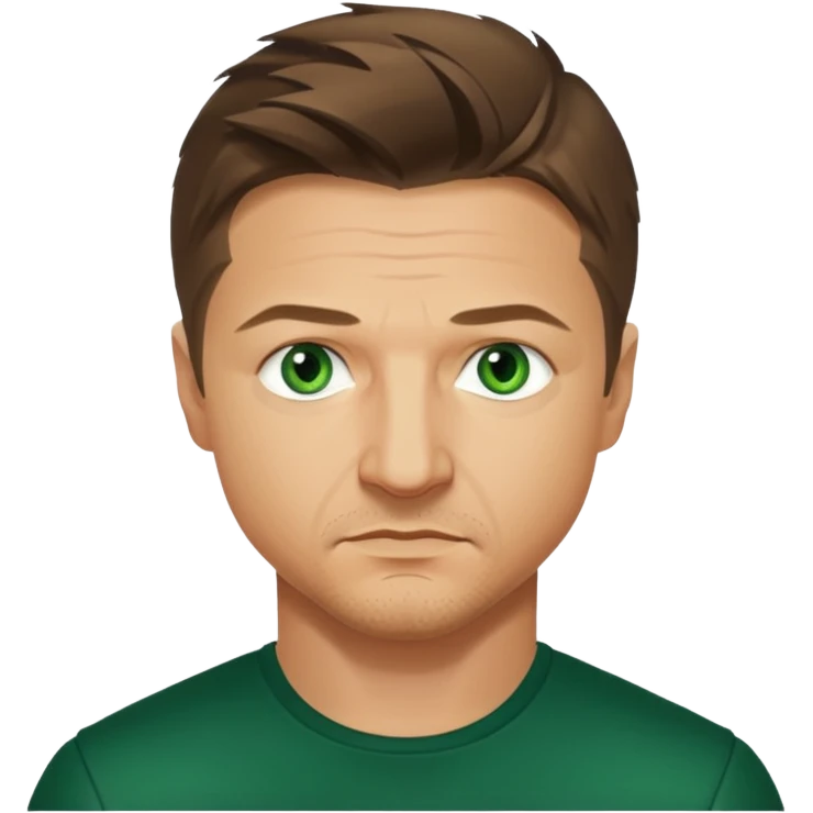 Jeremy Renner with green eyes emoji
