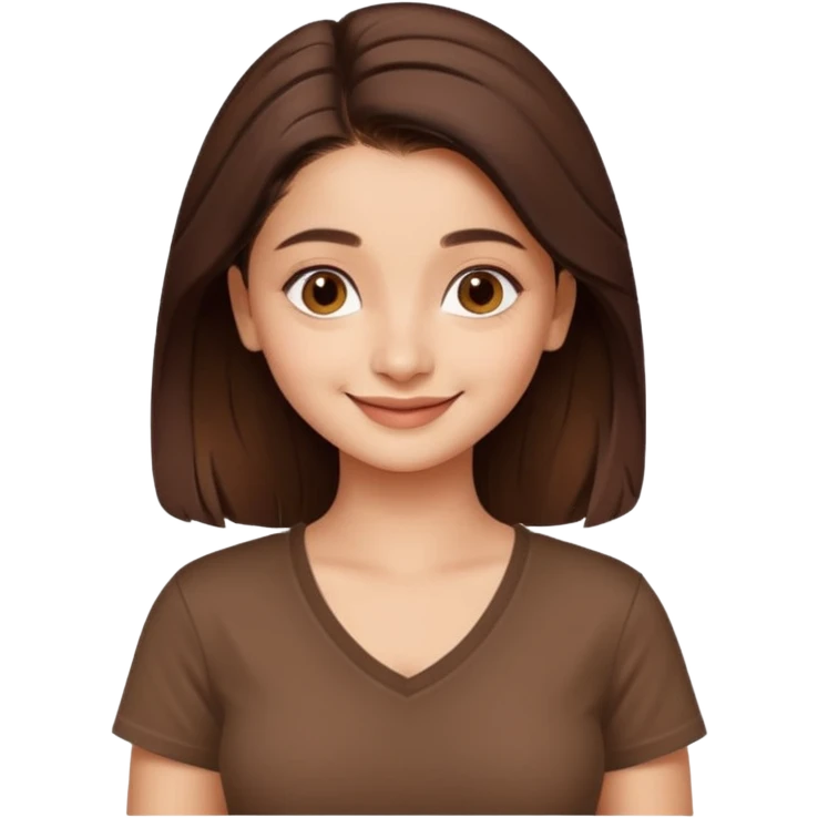 ipretty bratz emoji of alia bhatt wearing a V neck brown tshirt. She should look like Alia Bhatt emoji