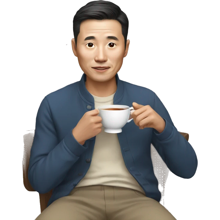 Korean man drinks tea emoji