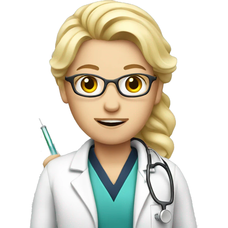 a blond doctor with a syringe emoji