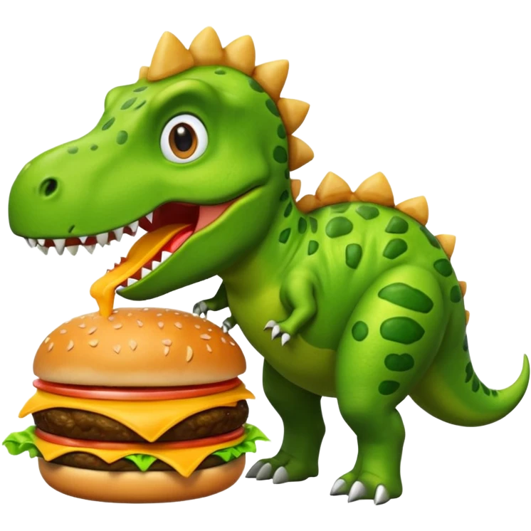 dinosaur with cheeseburger emoji