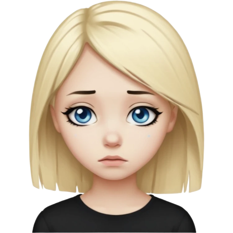 depressives Emo Mädchen, blondes Haar, blaue Augen, traurig, Emo-Stil emoji