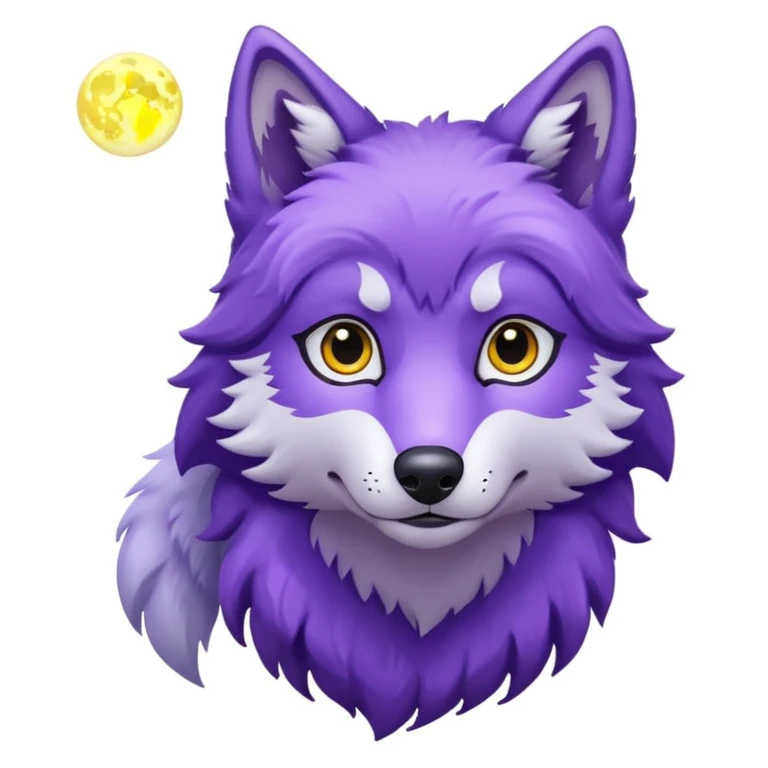 Un lobo violeta con una luna emoji
