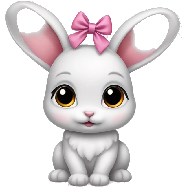 Baby bunny with coquette bow on ear emoji
