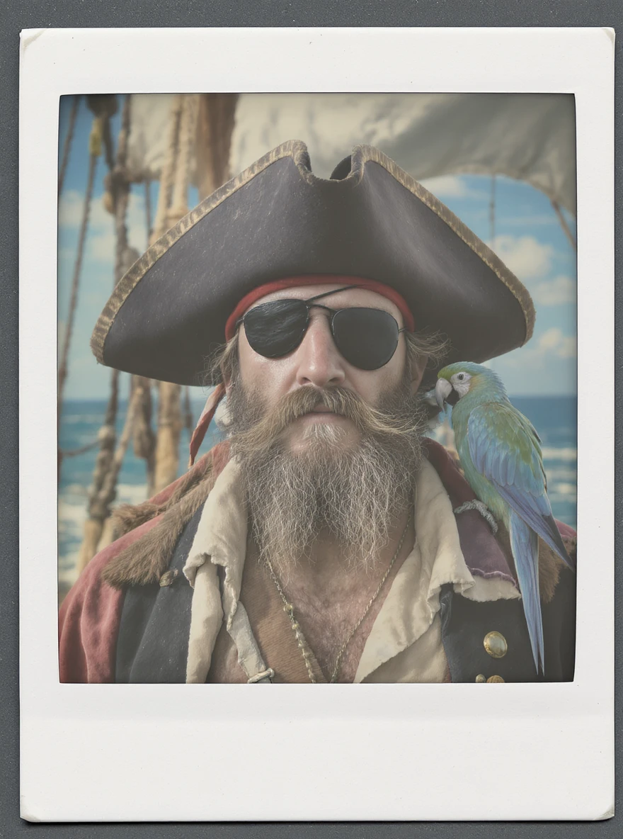 pirate with eye patch and parrot emoji