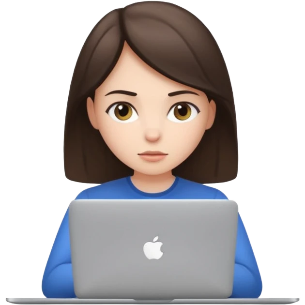 white brunette girl using laptop emoji