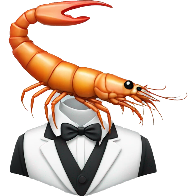 Prawn wearing a tuxedo  emoji
