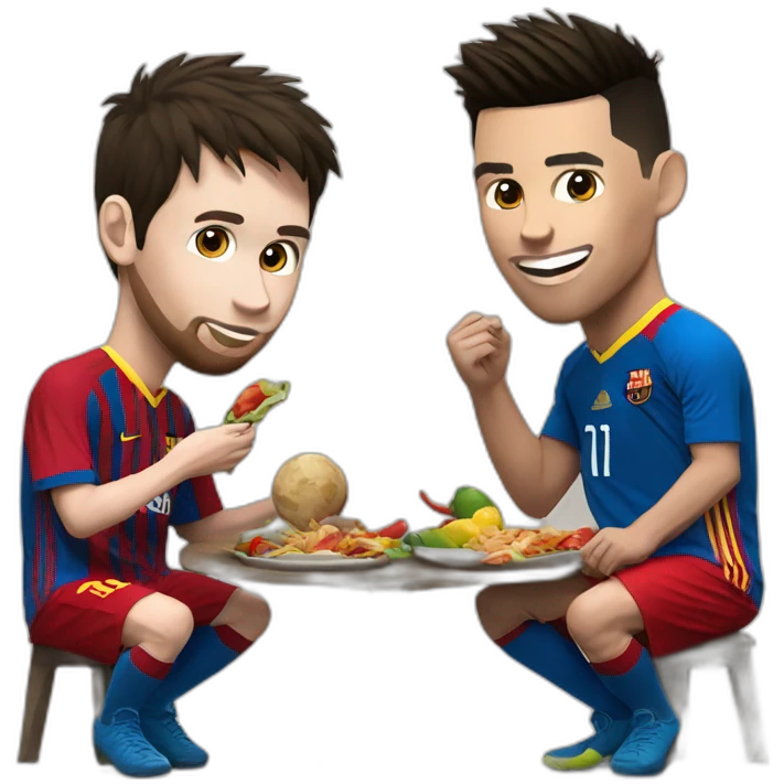 Messi and ronaldo eating a tajing  emoji