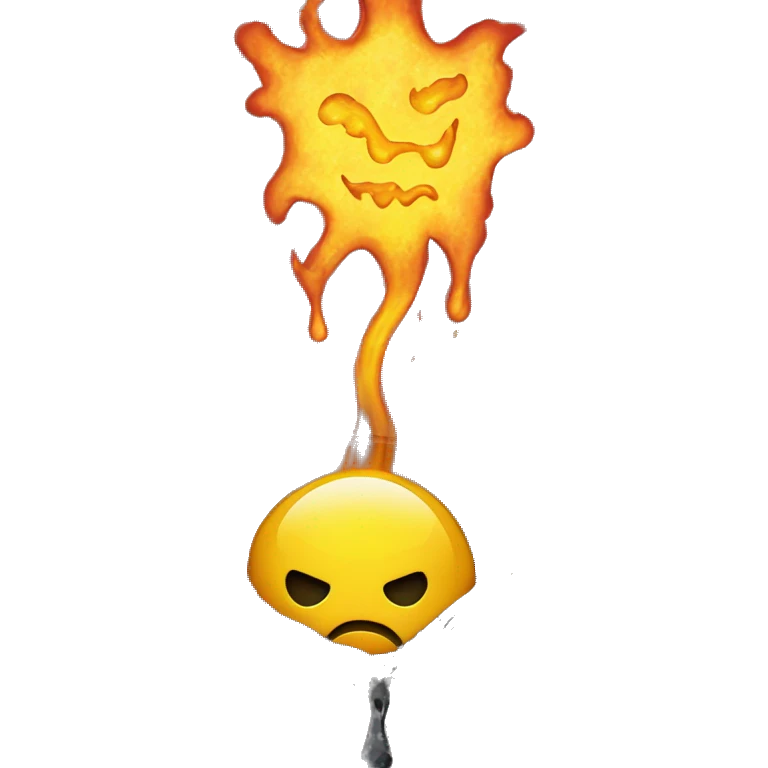 A yellow smiley face melting into a puddle and a heart on fire  emoji