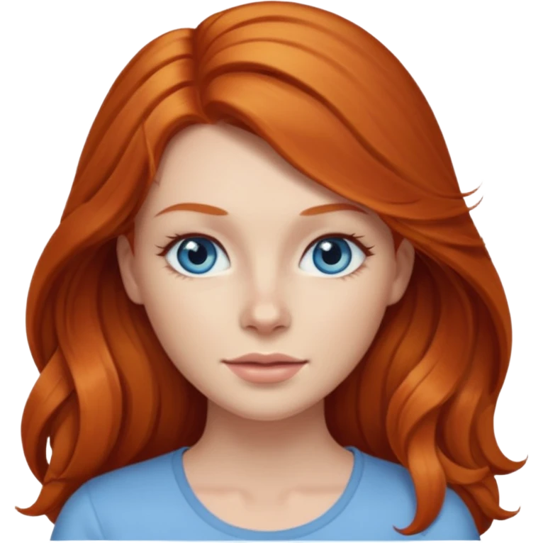 Ginger head woman with long hair and lightblue eyes emoji