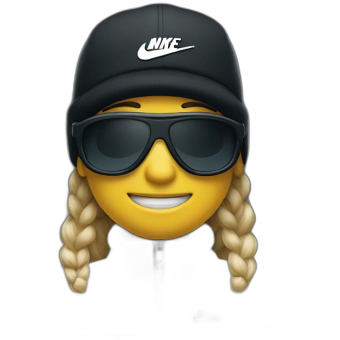 Un garçon blanc qui porte das lunettes de ski, il a les cheveux noirs, un survetement de lacoste et une casquette nike emoji