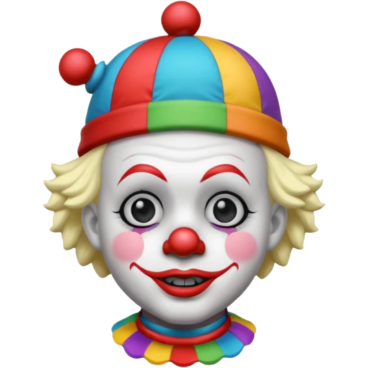 маленький озлобленный клоун в черно-белых тонах в маленькой шляпе-колпаке emoji