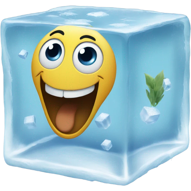 emoji smiley face frozen in an ice cube emoji